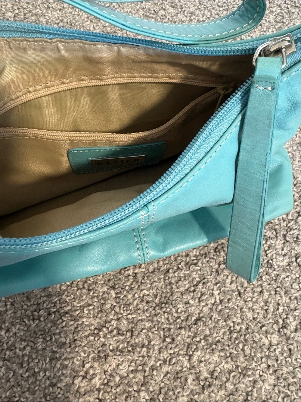 Y2K Danier Turquoise Leather Shoulder Bag - Picture 15 of 16